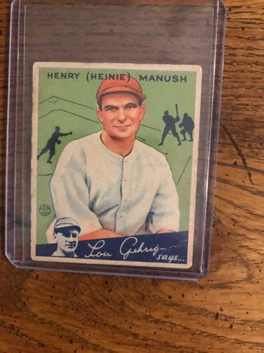 Henry Heinie Manush 1933 Goudey Baseball Card (103)